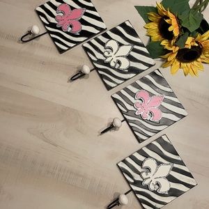 Zebra Print 7” Square Wall Hooks set of 2